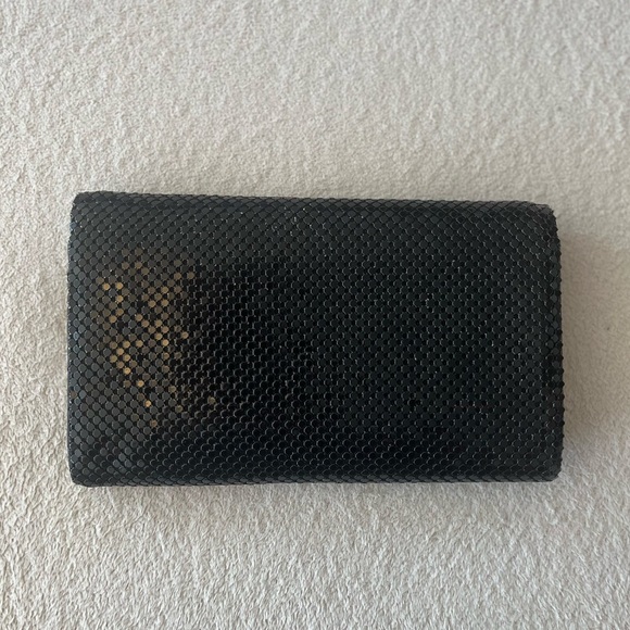 Vintage 80s Black Mesh Evening Clutch with Gold Trim - Picture 10 of 16